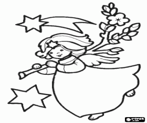 malvorlagen Engel mit Mistelzweig nach dem Weihnachtsstern ausmalbilder