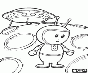 malvorlagen Extraterrestrial nahe bei seinem raumschiff in einem sehr entfernten planeten ausmalbilder