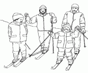 malvorlagen Familie mit zwei kindern skifahren ausmalbilder