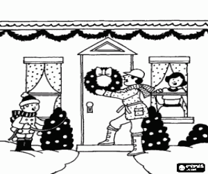 malvorlagen Familie zue dekoration der eingang zu seinem haus f�r Weihnachten ausmalbilder