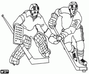 malvorlagen Feld-Spieler und ein torwart in der Eishockey-Spiel ausmalbilder