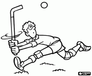 malvorlagen Feldhockey oder Landhockey - Spieler mit den stock hoch zum einen hohen ball ausmalbilder