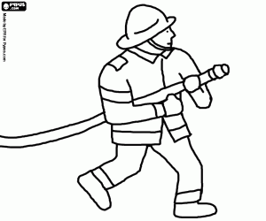 malvorlagen Feuerwehrmann der einen schlauch laufen l�sst und ausdehnt, um ein feuer auszul�schen ausmalbilder