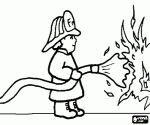 malvorlagen Feuerwehrmann in aktion setzen ein feuerl�schschlauch ausmalbilder