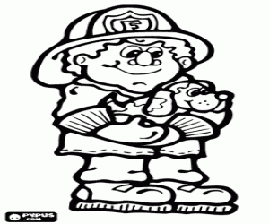 malvorlagen Feuerwehrmann mit einem hund in die arme ausmalbilder