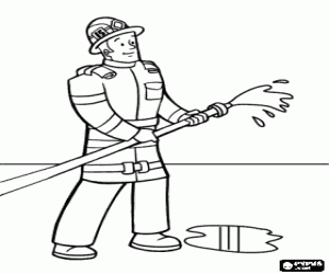 malvorlagen Feuerwehrmann mit Schlauch an ein Feuer zu l�schen ausmalbilder
