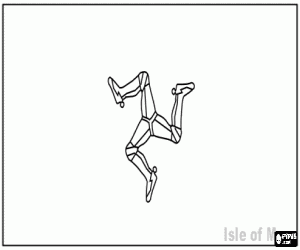 malvorlagen Flagge von die Isle of Man, autonomer Kronbesitz in der Irischen See ausmalbilder