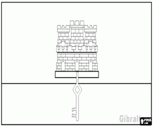malvorlagen Flagge von Gibraltar, Britisches �berseegebiet an der s�dspitze der iberischen halbinsel ausmalbilder