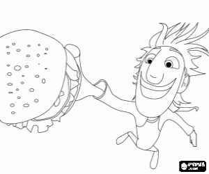 malvorlagen Flint fangen einen Hamburger, der vom Himmel fiel ausmalbilder