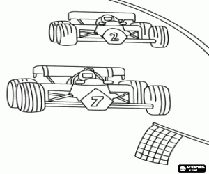malvorlagen Formel-1-Rennwagen die Ziellinie zu erreichen mit der karierten Fahne schwenkten ausmalbilder