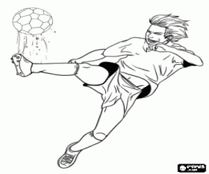 malvorlagen Fu�baller schie�en den Ball ausmalbilder