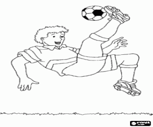 malvorlagen Fu�baller Springen und Ausf�hrung eines Fallr�ckzieher ausmalbilder