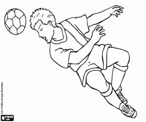malvorlagen Fu�ballspieler springen auf den Kugelkopf oder den Ball mit dem Kopf getroffen ausmalbilder