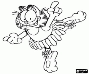 malvorlagen Garfield als Ballett-T�nzerin mit einem eleganten tutu ausmalbilder
