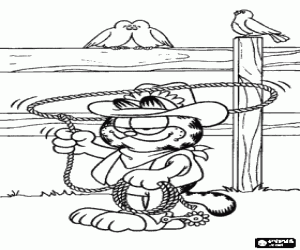 malvorlagen Garfield der Cowboy, indem Sie die Schlinge �ber den Kopf ausmalbilder