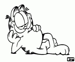 malvorlagen Garfield die Katze Ruhe ruhig auf dem Boden liegend ausmalbilder