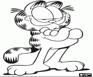 malvorlagen Garfield, die Katze steht mit verschr�nkten Armen ausmalbilder