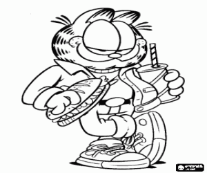 malvorlagen Garfield ein Sandwich zu essen und zu trinken eine Cola mit Rohr ausmalbilder