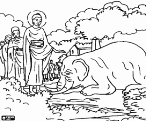 malvorlagen Gautama Buddha mit einem wilden elefanten z�hmte f�r liebevolle freundlichkeit ausmalbilder