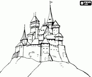 malvorlagen Geb�ude befestigte oder burg auf einem berg ausmalbilder