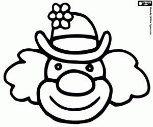 malvorlagen Gesicht de clown mit per�cke, hut mit einer blume und greats riechen und mouth  ausmalbilder