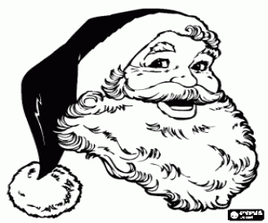 malvorlagen Gesicht von Weihnachtsmann gl�cklich mit seine hut und langen wei�en bart ausmalbilder