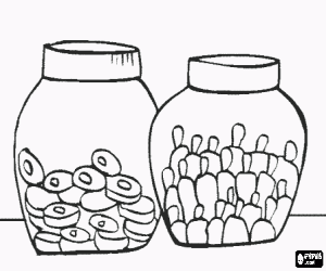 malvorlagen Glas containers mit verschiedenen arten von s��igkeiten ausmalbilder