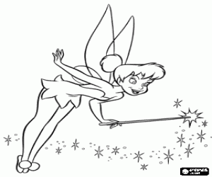 malvorlagen Gl�ckchen oder Tinkerbell in Aktion mit dem Zauberstab ausmalbilder