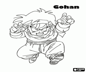malvorlagen Gohan und Son Gohan, der Sohn von Son-Goku und Chichi, Saiyan Krieger und halb Mensch halb ausmalbilder