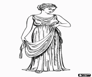 malvorlagen Griechische frau oder dame mit ihrem tunika oder chiton ausmalbilder