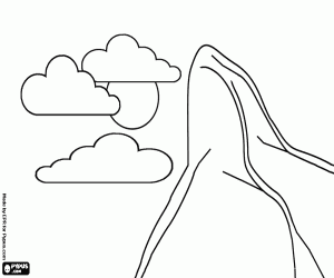 malvorlagen Gro�er gipfel mit wolken und sonne im hintergrund ausmalbilder