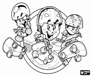 malvorlagen Gruppe von Kindern oder Skater �ben mit dem Skateboard oder rollbrett ausmalbilder