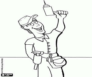 malvorlagen Handwerker bereit, mit dem Bohrer und andere Werkzeuge arbeiten ausmalbilder