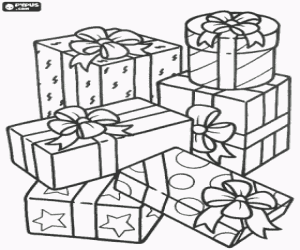 malvorlagen Haufen Weihnachtsgeschenke mit sch�nen schleifen ausmalbilder
