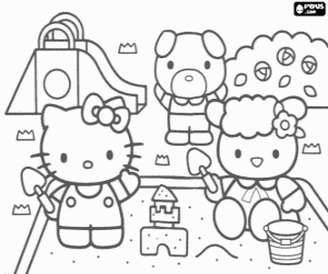 malvorlagen Hello Kitty und freunde Fifi und welpen Jodi spielen im park ausmalbilder