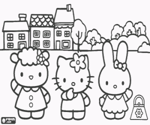 malvorlagen Hello Kitty und ihren freunden Cathy und Fifi ausmalbilder