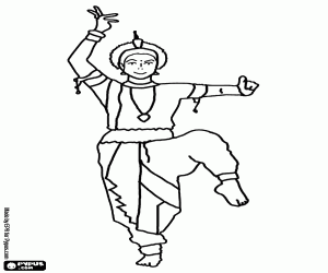 malvorlagen Hinduistischer t�nzer im festival der lichter, das Diwali ausmalbilder