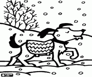 malvorlagen Hund zu fu� durch eine verschneite landschaft ausmalbilder