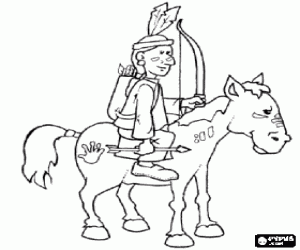 malvorlagen Indian zu pferd mit seinen bildern von krieg und seinen pfeil und bogen ausmalbilder