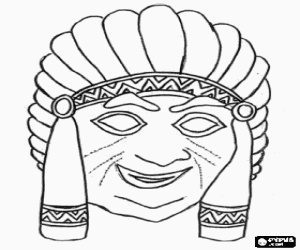 malvorlagen Indische Kopf-Maske mit Federn ausmalbilder
