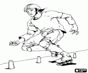 malvorlagen Inline-Skater mit einer �bung slalom ausmalbilder