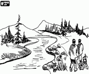 malvorlagen Jagd - Zwei j�ger in einer landschaft von Alaska ausmalbilder