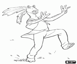 malvorlagen Jar Jar Binks, amphibischen Bewohner des Planeten Naboo ausmalbilder