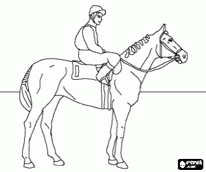 malvorlagen Jockey reitet auf seinem Pferd vor dem Start ausmalbilder
