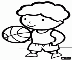 malvorlagen Junge, basketball-spieler mit einer kugel ausmalbilder