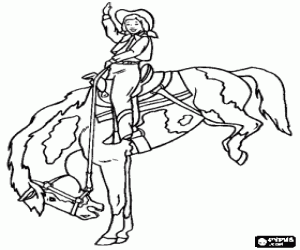 malvorlagen Junge Cowboy-Reiten Fahrer auf die vorderen Beine ausmalbilder