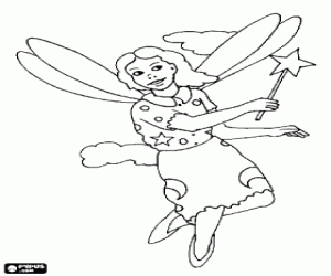 malvorlagen Junge Fee fliegen in den Wolken ausmalbilder