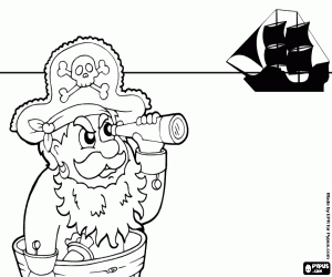 malvorlagen Kapit�n der Piratenschiff gerade ein anderes Schiff mit dem Teleskop ausmalbilder