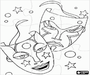 malvorlagen Karneval puzzle - Klassische Masken Geduldsspiel ausmalbilder