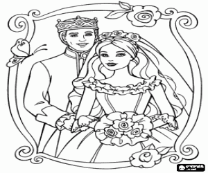 malvorlagen Ken und Barbie in einem sch�nen gerahmtes Bild von ihrem Hochzeitstag ausmalbilder